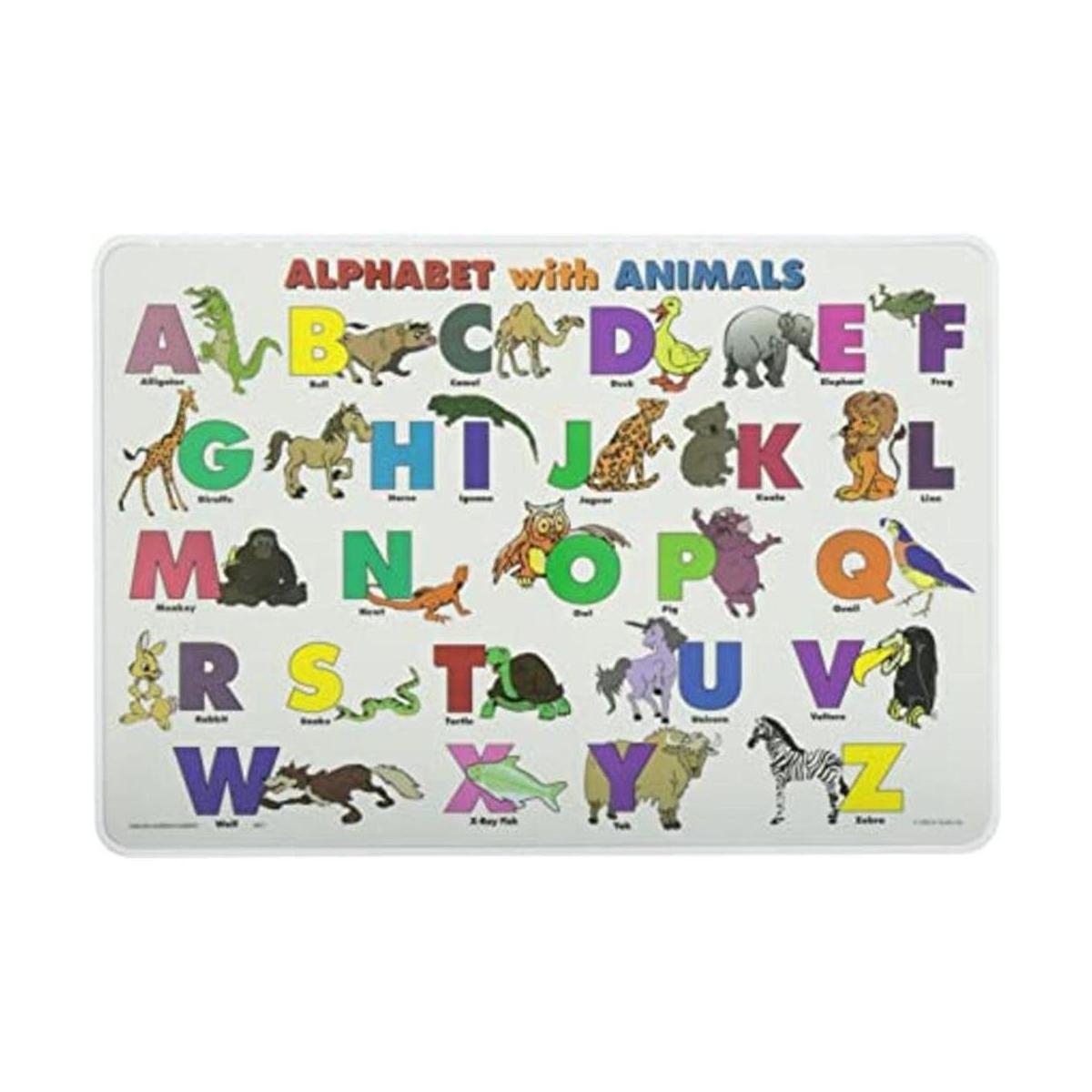 Indolora Aprendizaje alfabeto y números con animales Placemat