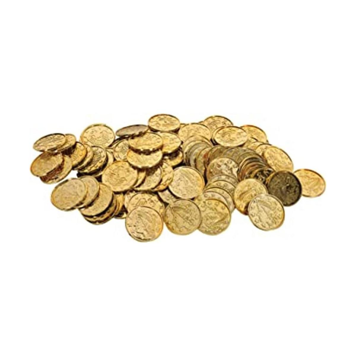 monedas de plástico dorado