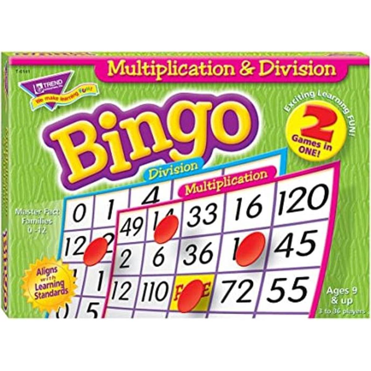 juego bingo de multiplicación y división
