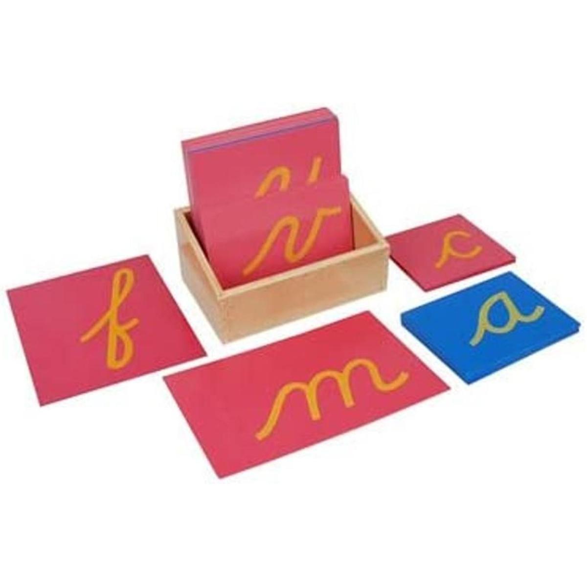 Kid Advance Montessori letras de papel de lija cursivo con caja