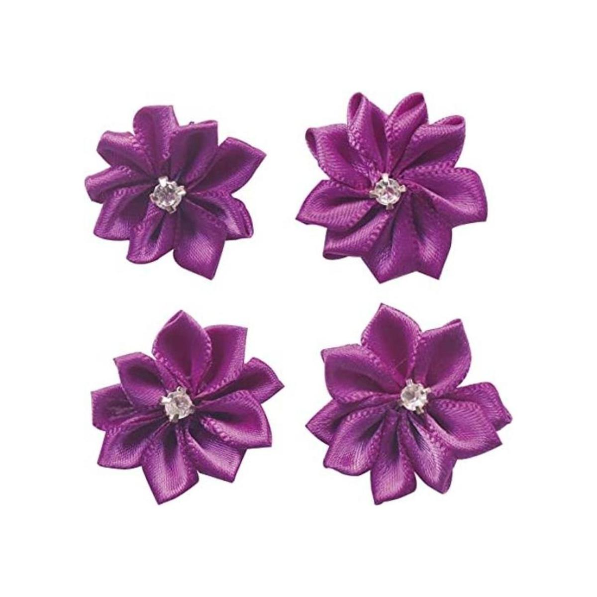lazos de flores de satén púrpura