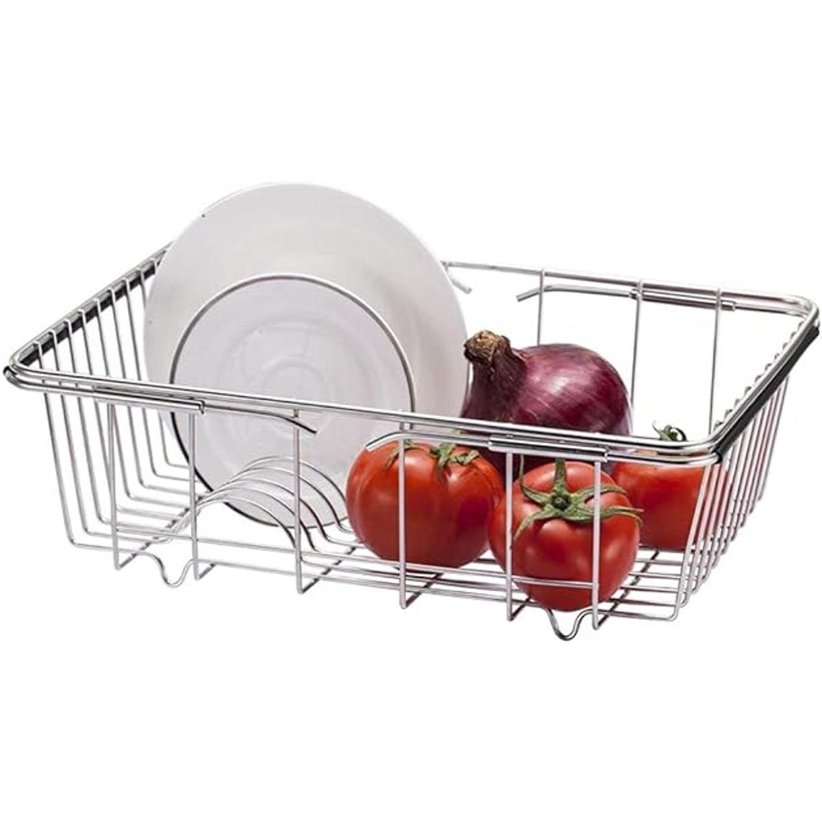 Escurridor de platos ajustable de acero inoxidable
