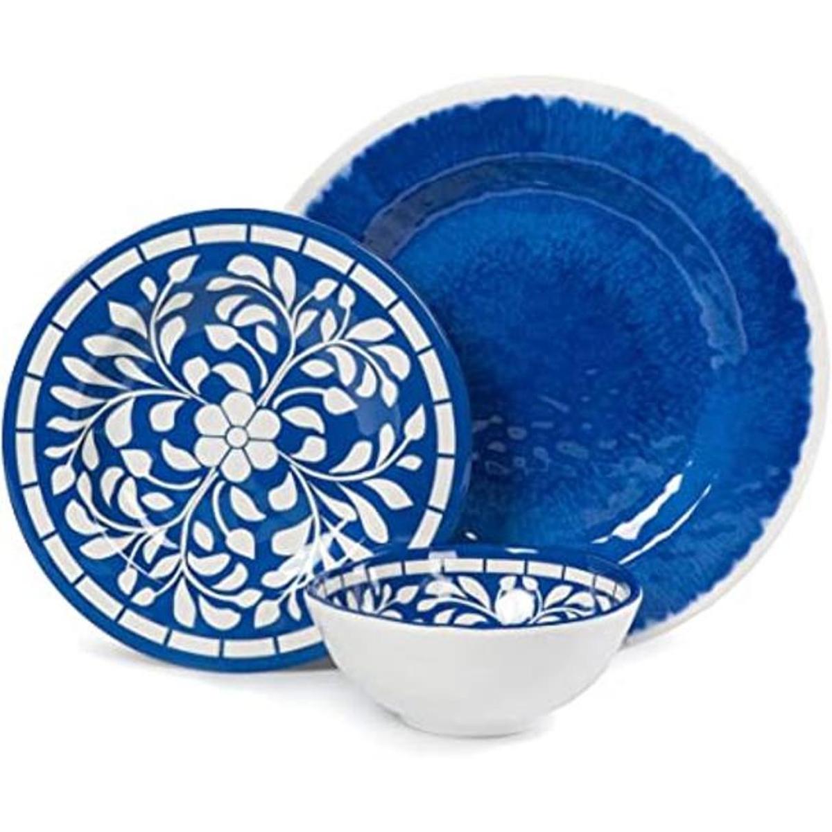 Juego de vajilla de melamina azul