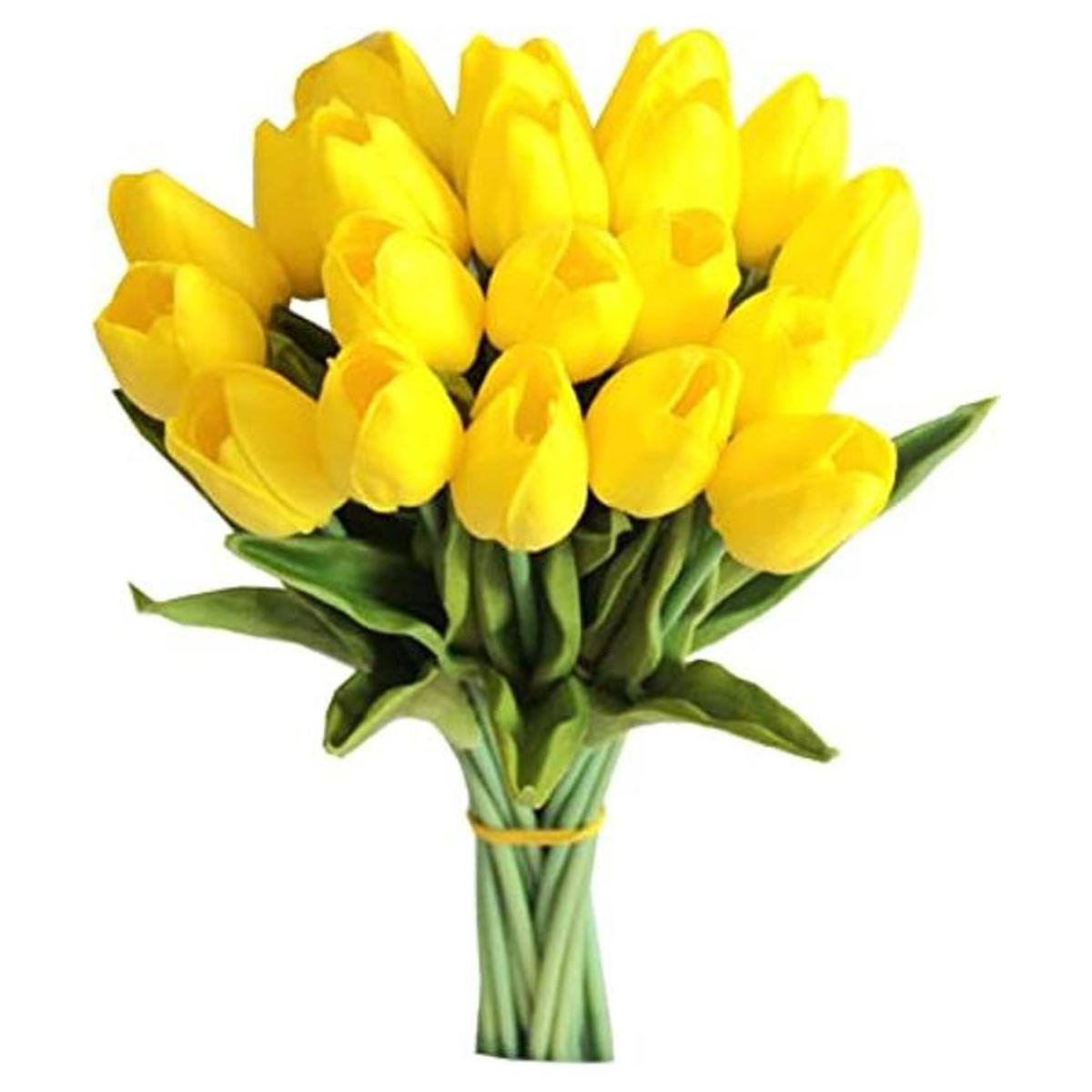 Flores artificiales tulipanes amarillos