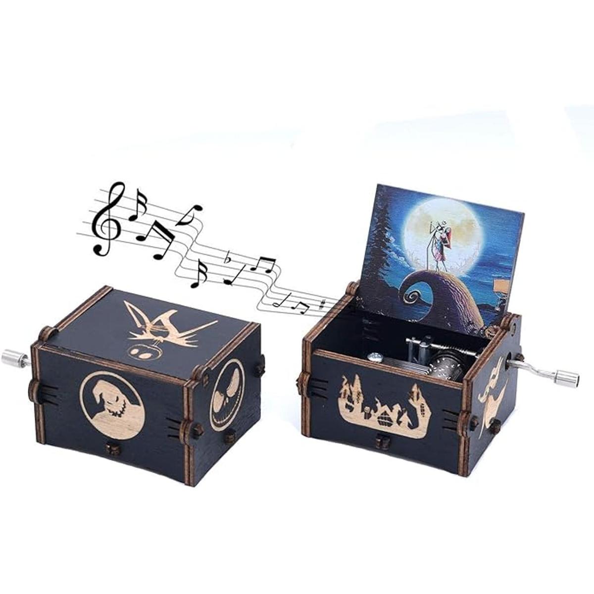 Caja de música de manivela vintage