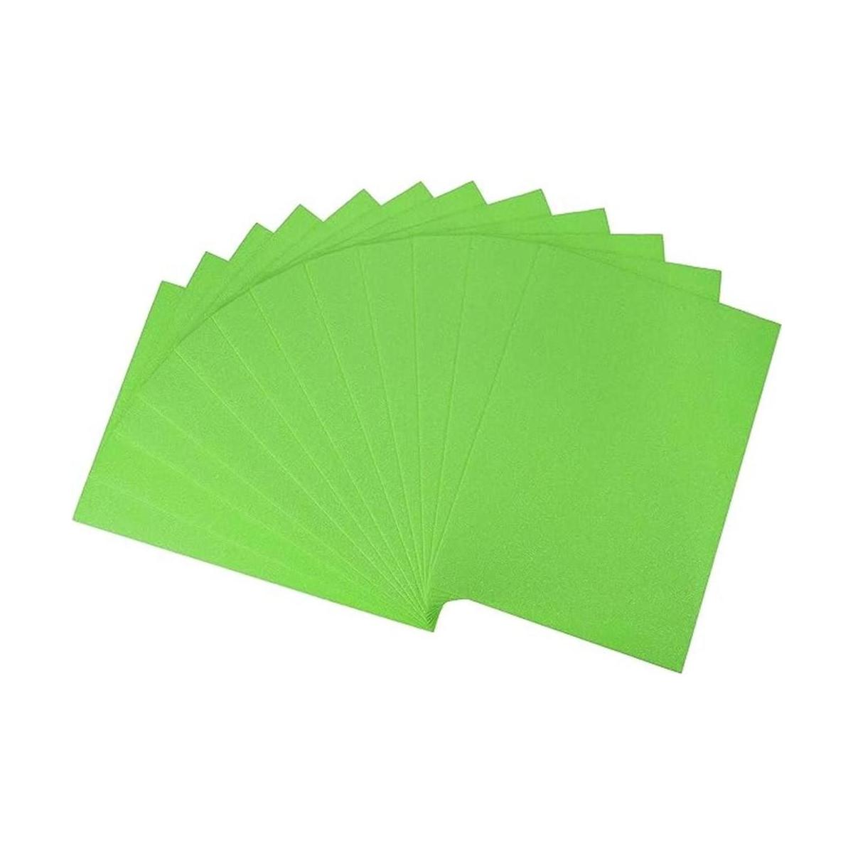 Hojas de espuma EVA con purpurina verde
