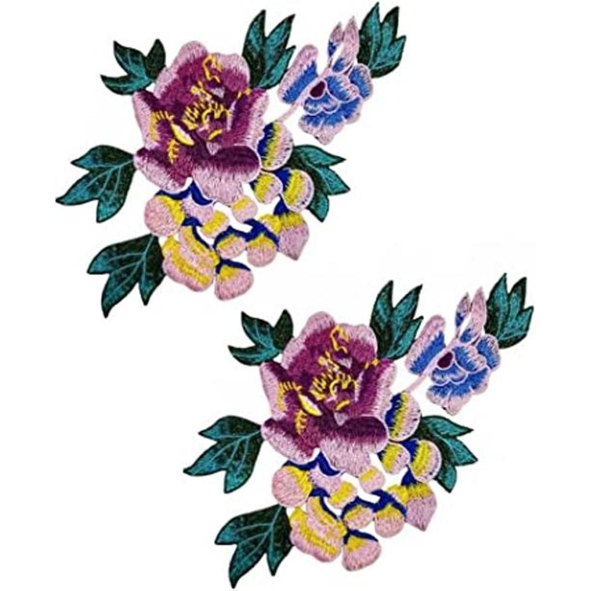 Adhesivo de bordado de flor de ciruelo