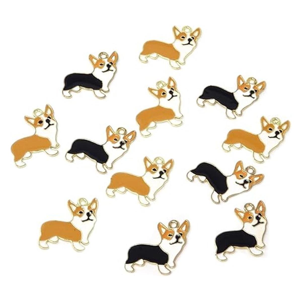 dijes de aleación esmaltada de corgi para perros