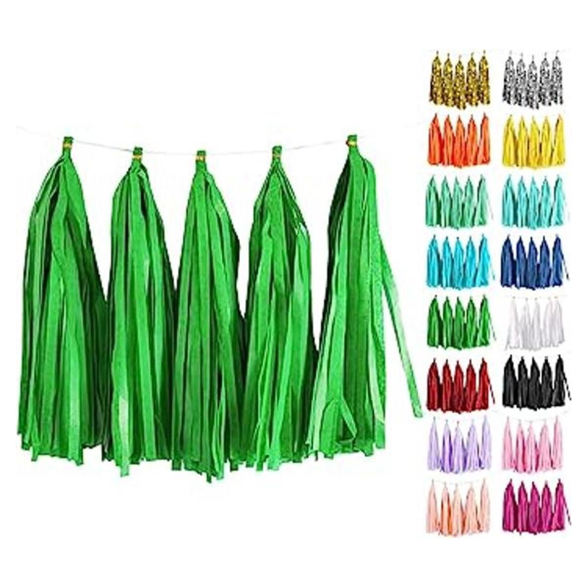 Guirnalda de borlas color verde musgo