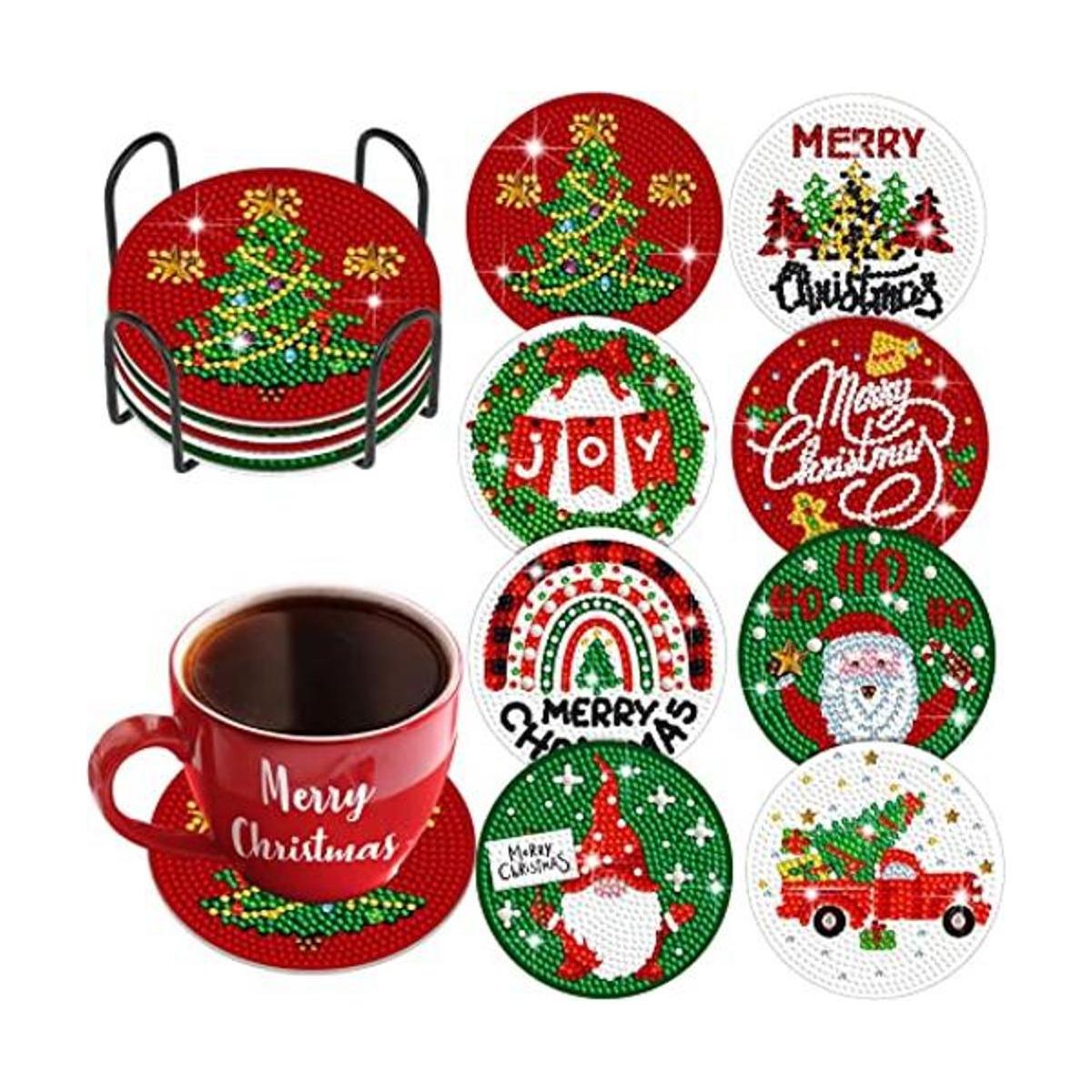 posavasos de pintura de diamantes de Navidad