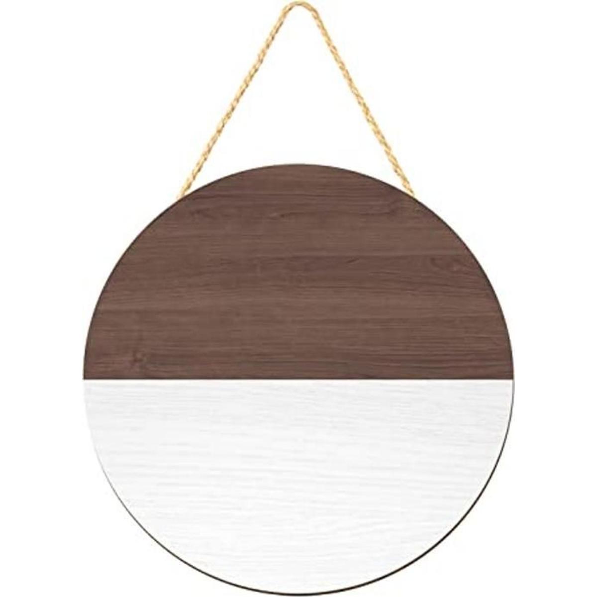 Letrero circular de madera blanca