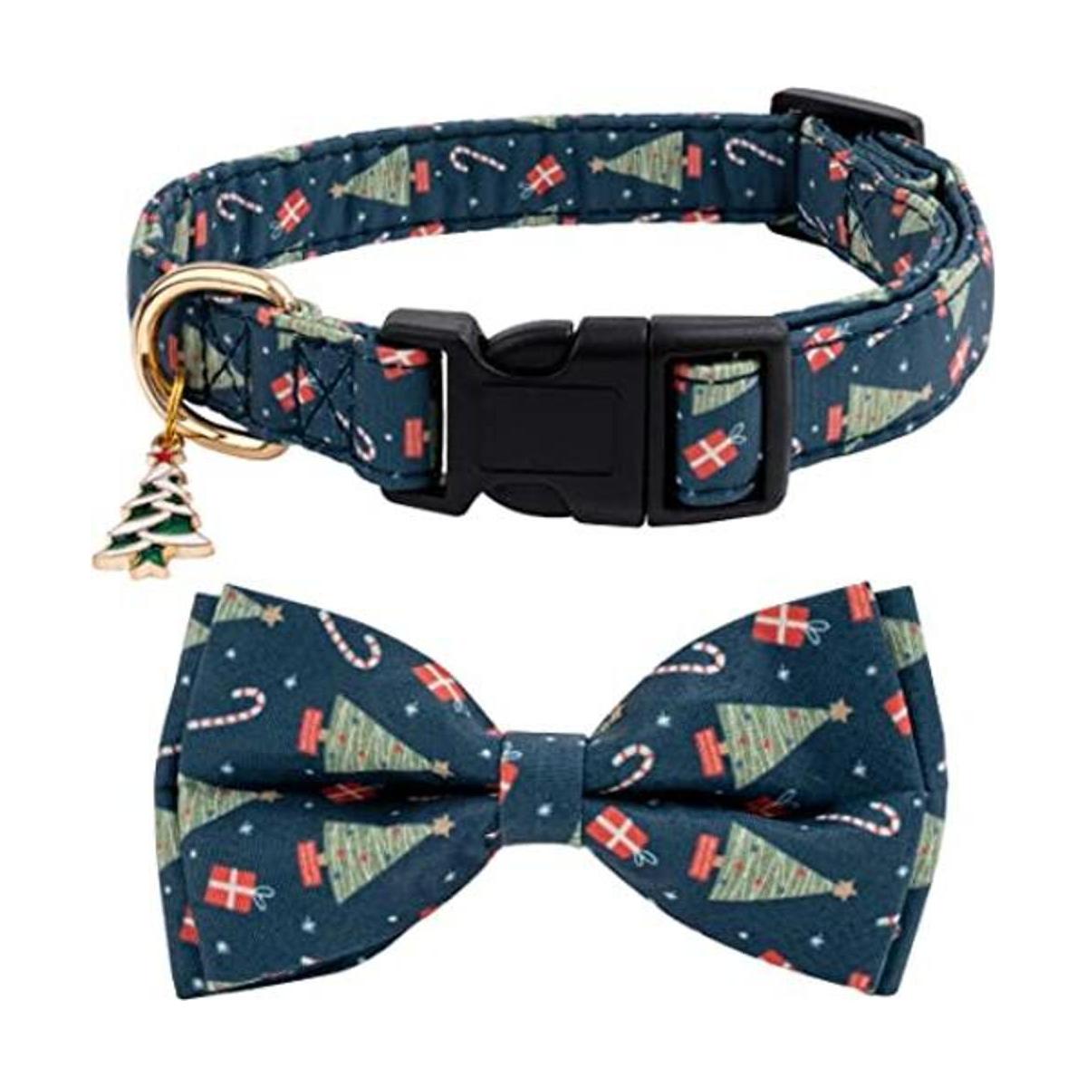 Collar de perro de Navidad con corbata de lazo
