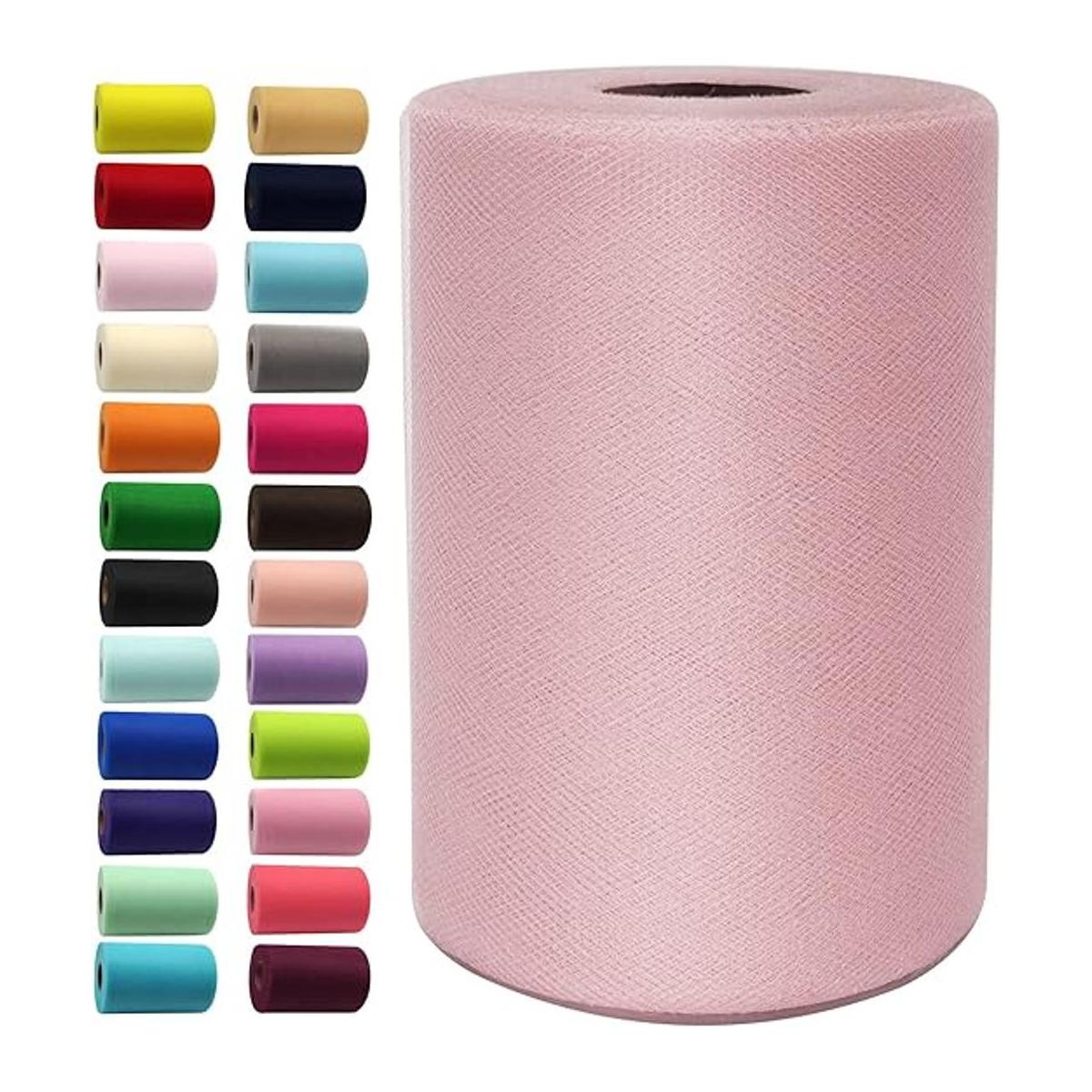 Rollos de tela de tul rosa polvorienta