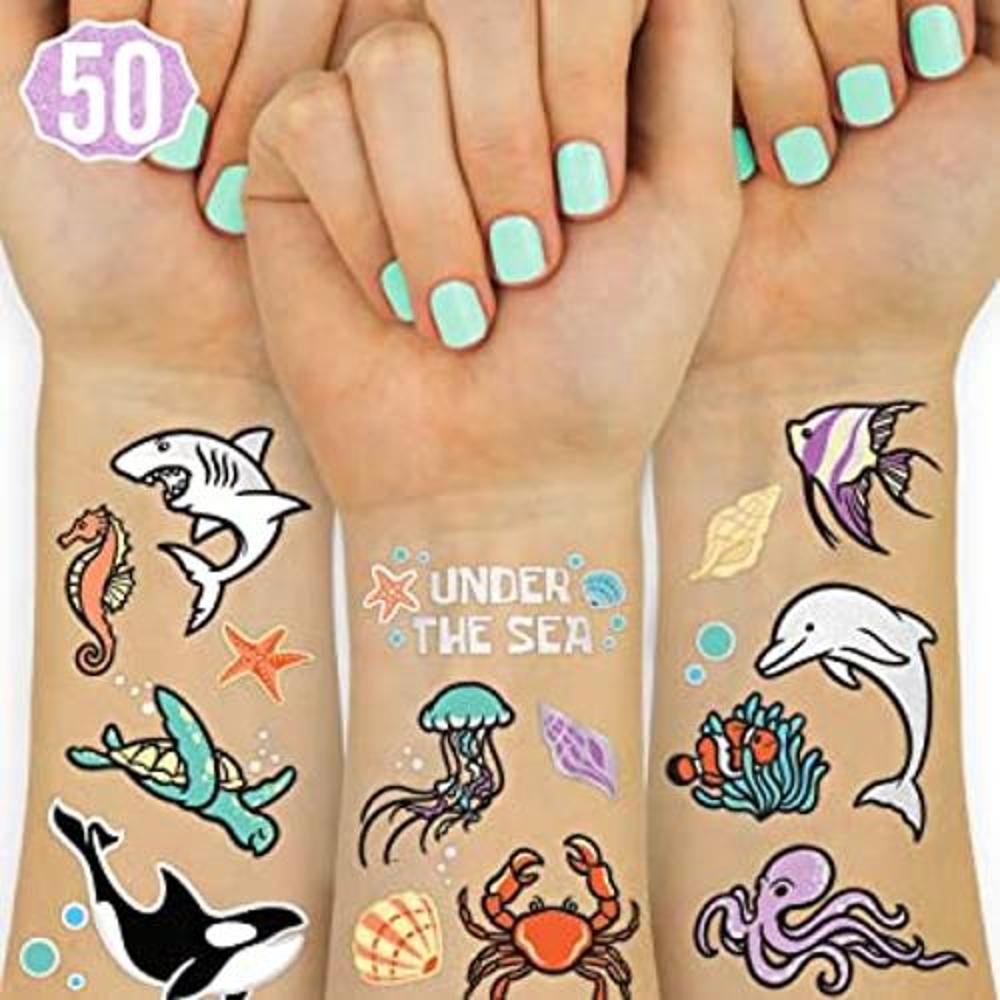 Tatuajes temporales de criaturas marinas