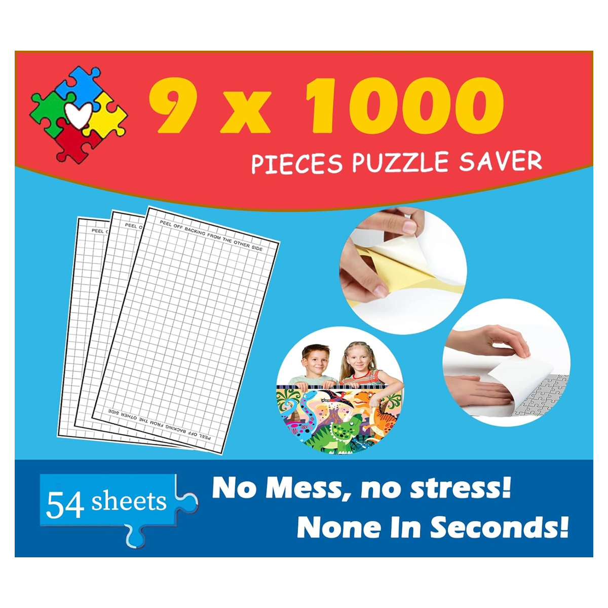 Juego de 9 hojas de pegamento para rompecabezas
