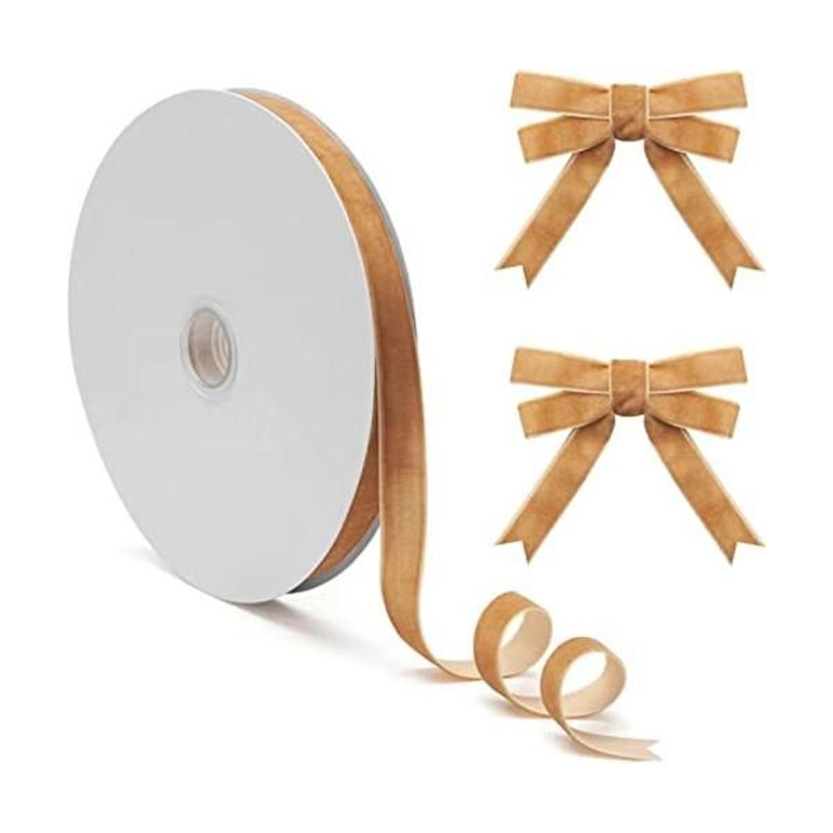 Cinta de terciopelo caqui para adornos del árbol de Navidad
