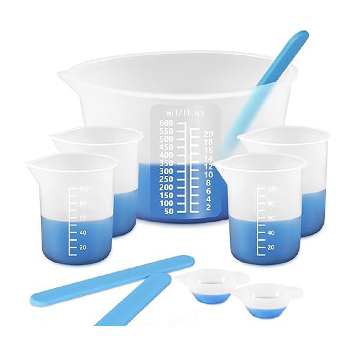 Vasos medidores de silicona para resina