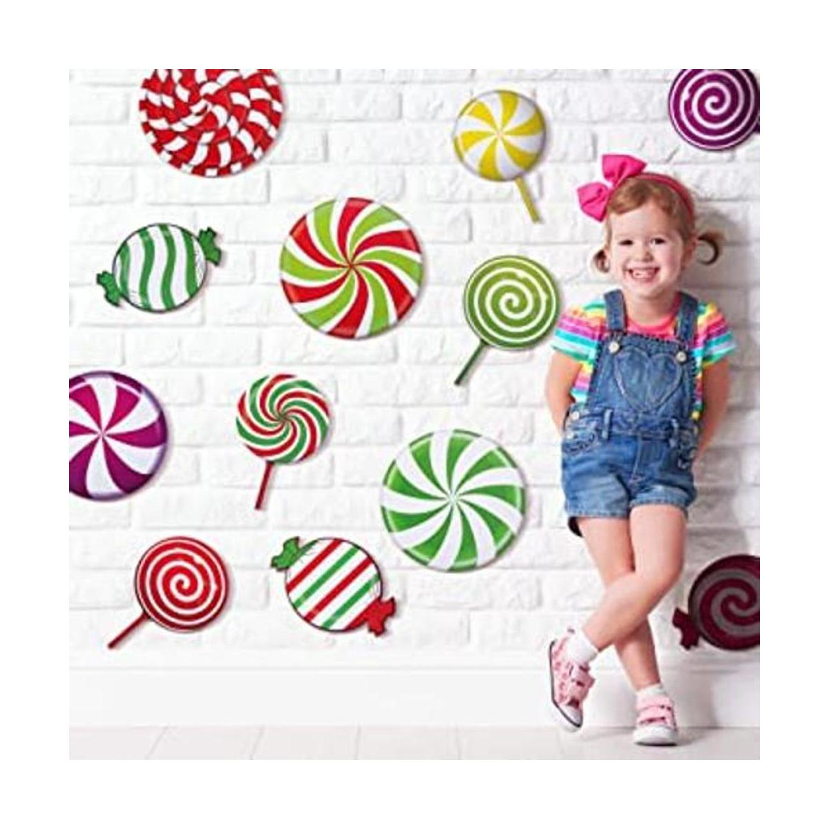 Recortes de caramelos de menta para decoración navideña