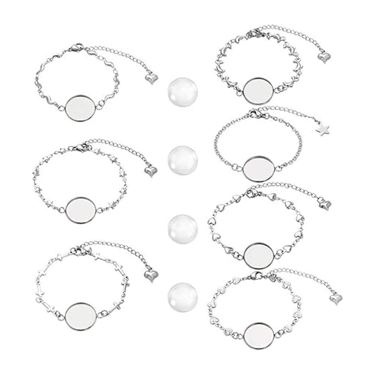 Juego de pulseras de bisel de acero inoxidable