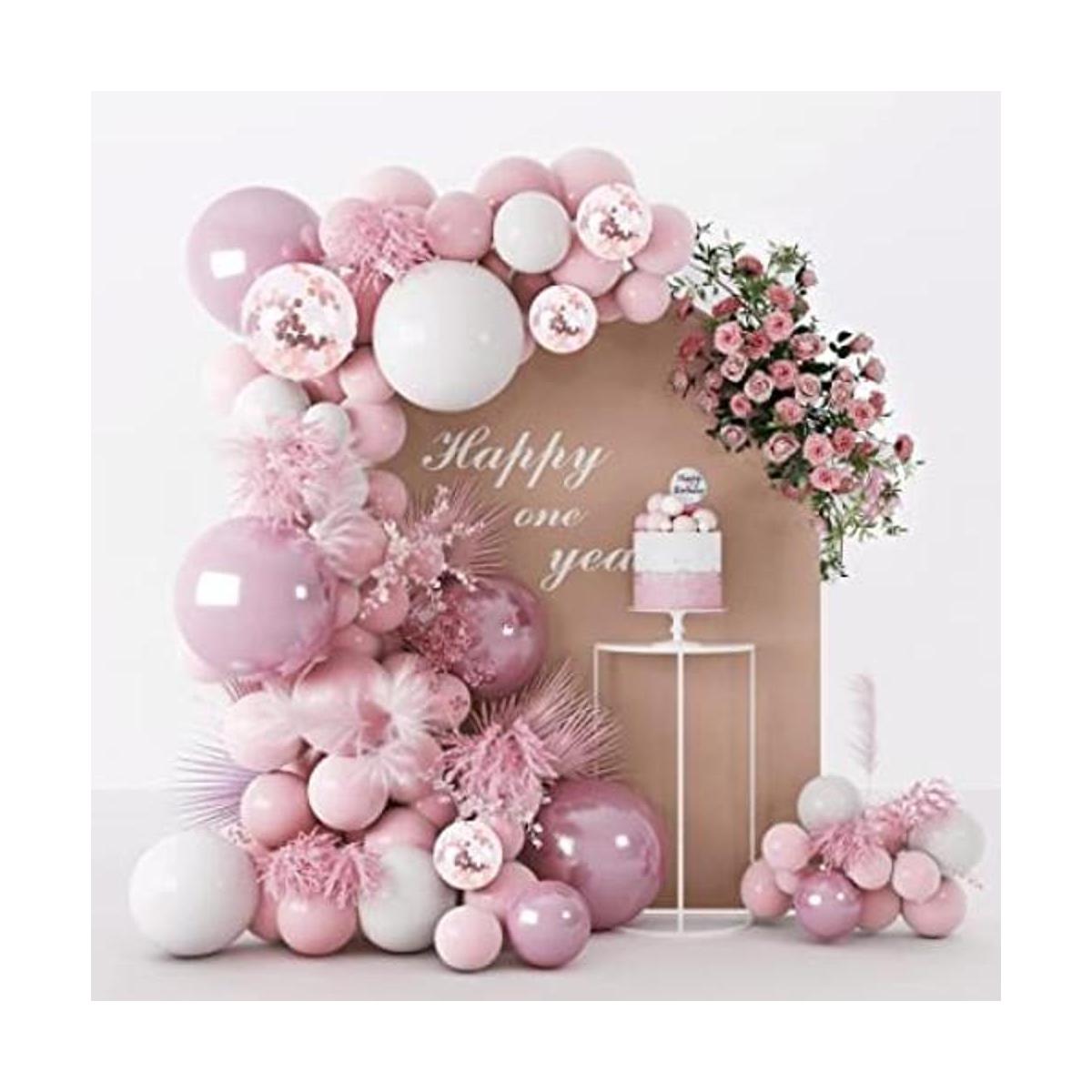 Kit de arco de guirnalda de globos rosa y blanco