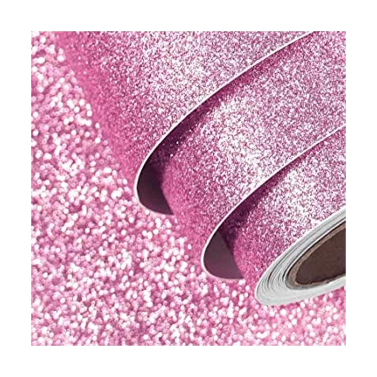 Papel tapiz autoadhesivo con purpurina rosa